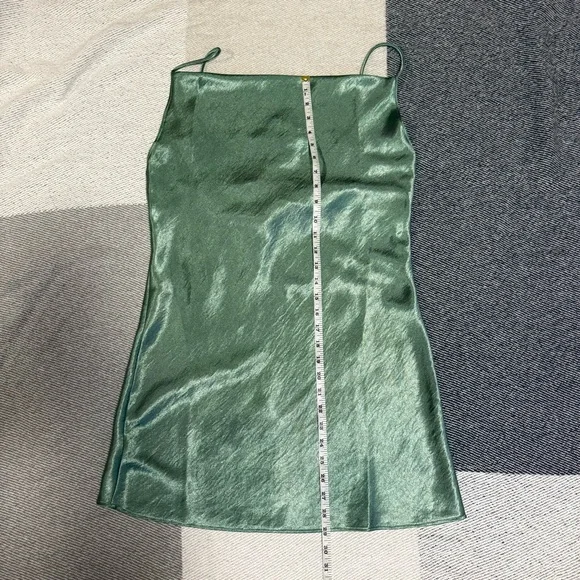 Meadow Satin Mini Dress - Green - Picture 7 of 11
